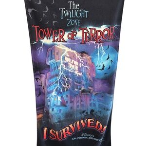 Vintage 90's Disneyland The Twilight Zone Tower Of Terror Ride I Survived! Towel
